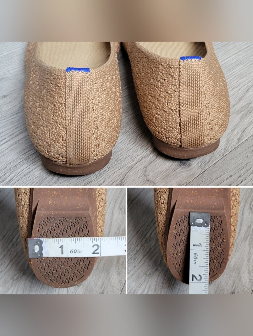 Rothy's The Max Square Toe Wren Crochet Tan Camel Flats, Women's US 7.5 EU 37.5 - Picture 6 of 15
